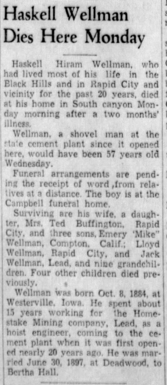 Obituary-Haskell Wellman